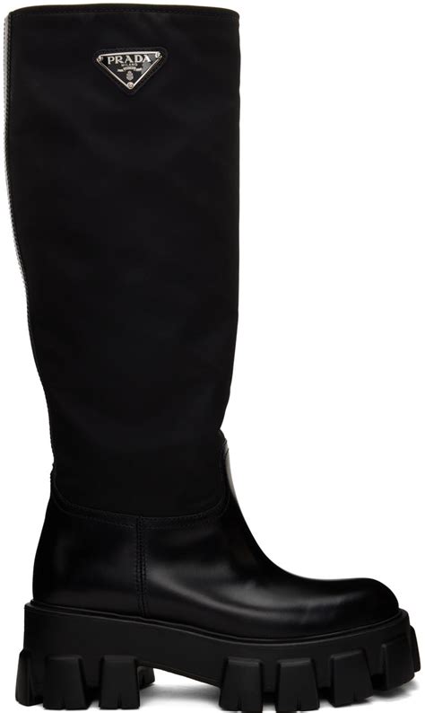 prada black long boots|prada black aftershave boots.